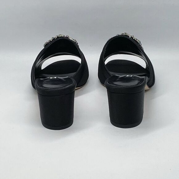 Manolo Blahnik Martanew 50MM Embellished Satin Mules size 37.5 - Picture 8 of 14